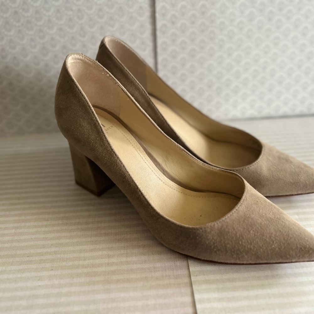 Marc Fisher Taupe Suede Block Heels